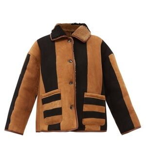 Cawley Studios Avis Sheepskin Stripe Jacket in Black/Tan (made to order)